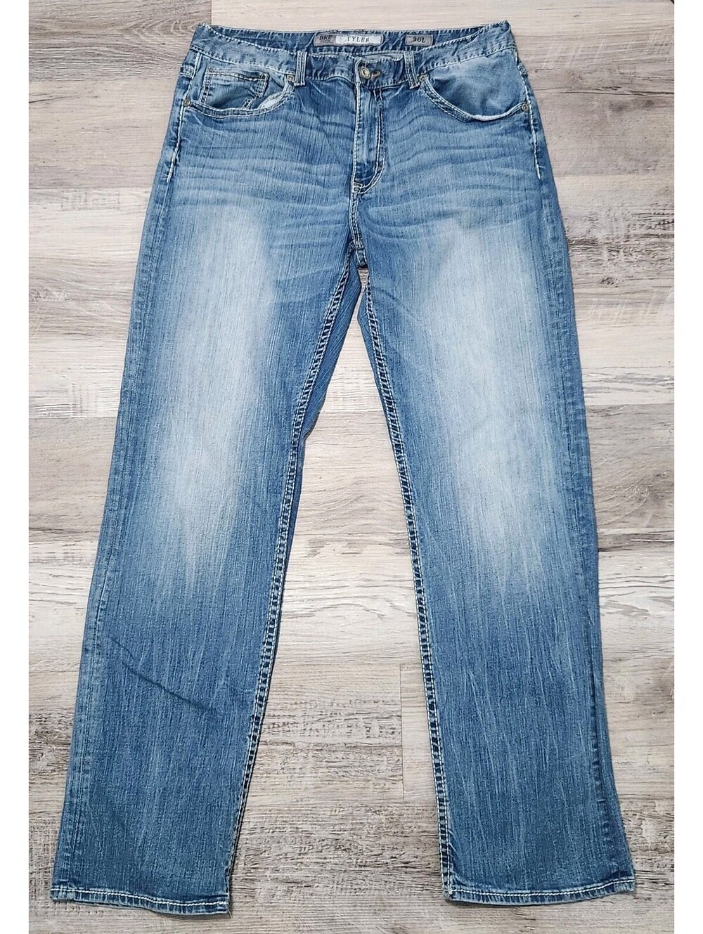 Bke Tyler Jeans Mens 36 X 32 L Straight Leg Stretch Medium Wash Denim